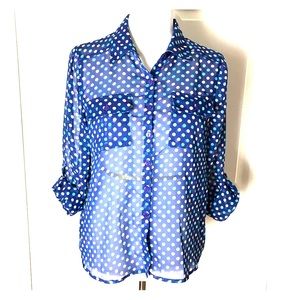 rue 21 Sheer polka dot blue shirt Long and 3/4 M